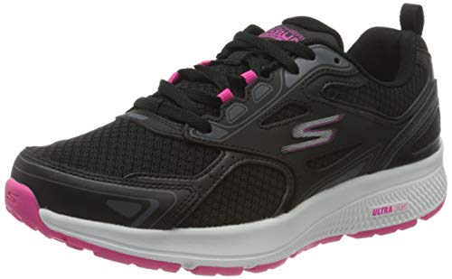 Skechers womens Consistent Sneaker, Black/Pink, 10 Wide US
