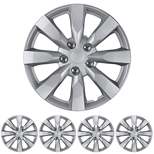 BDK (4-Pack) Premium 16" Wheel Rim Cover Hubcaps OEM Style Replacement Snap On Car Truck SUV Hub Cap - 16 Inch Set, Abs,Steel, Acrylonitrile Butadiene Styrene