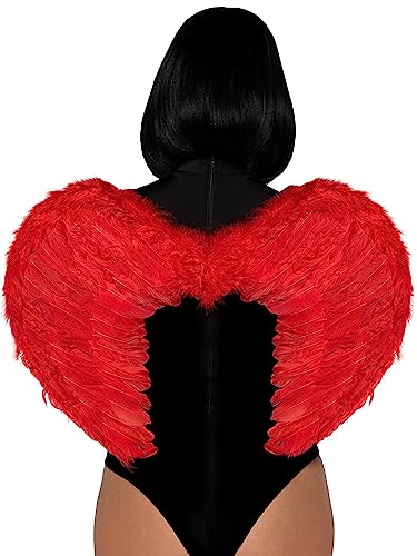 Leg Avenue Women's Marabou Trimmed Feather Wings, Red, One Size