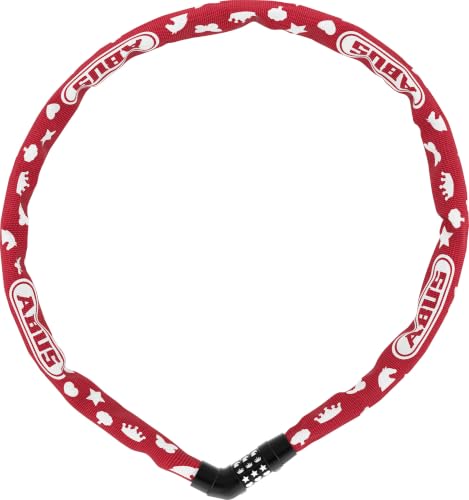 (-31%) ABUS Kettenschloss Steel-O-Chain 4804C Symbols – Zahlenschloss für Kinderfahrräder – ABUS-Sicherheitslevel 3 – 75 cm – Rot