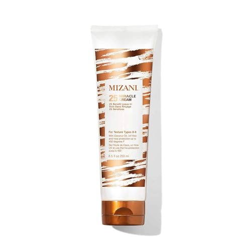 Mizani 25 Miracle Leave-In Curl Cream - Anti-Frizz Heat Protectant, Adds Lightweight Moisture & Softness, With Coconut Oil, For Natural and Curly Hair