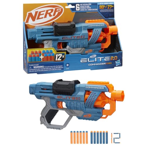 NERF Elite 2.0 Commander RD-6 Dart Blaster, 12 Darts, 6-Dart Rotating Drum, Outdoor Toys, Ages 8 and Up