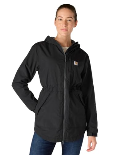Carhartt Women's Rain Defender Relaxed Fit Lightweight Coat, Black, 2X