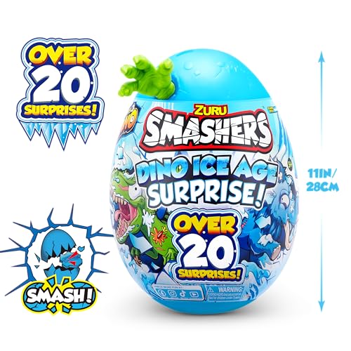 Smashers Dino Ice Age Raptor Series 3 by ZURU Surprise Egg with Over 20 Surprises! - Slime, Dinosaur Toy, Collectibles, Toys for Boys and Kids (Raptor) , Blue