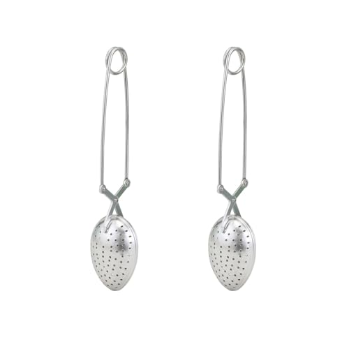 HIC Kitchen Snap Tea Infuser, Heart-Shaped, 18/8 Stainless Steel, For Loose Leaf Tea and Mulling Spices,Snap, Spoon, Set