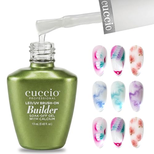 Cuccio Pro Brush-On Builder Gel With Calcium - LED And UV Self-Levelling Lightweight Formula - Soak-Off Gel Product With Strength Of Hard Gel - Chip-Resistant - Clear - 0.43 Oz Nail Polish