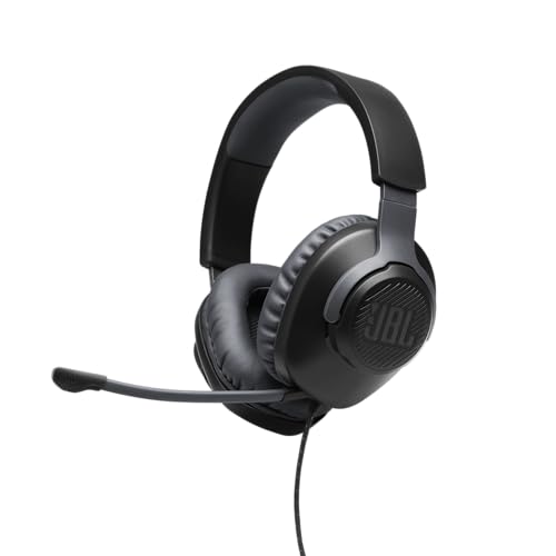 JBL Quantum 100 Wired Over Ear Gaming Headphones with Mic, 40mm Realistic Dynamic Drivers, Detachable Boom Mic, 1kHz Sensitivity, Memory Foam