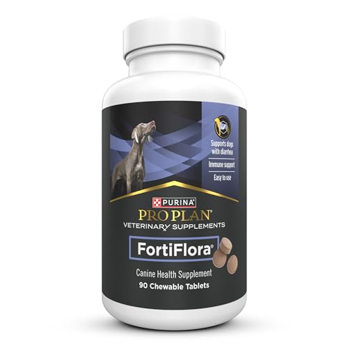 Purina Pro Plan Veterinary Supplements FortiFlora Probiotics for Dogs Chewable Tablets for Digestive Gut Health and Diarrhea - 90 ct. Canister