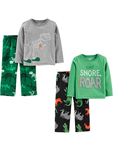 Simple Joys by Carter's Boys' 4-Piece Pajama Set (Cotton Top & Fleece Bottom), Dinosaur, 4T