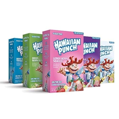 Hawaiian Punch, Paradise Variety Pack– Powder Drink Mix - (5 boxes, 40 sticks) – Sugar Free & Delicious, Excellent source of Vitamin C, Makes 40 flavored water beverages