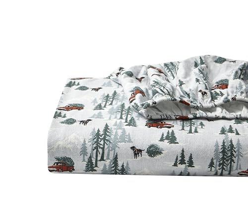 Eddie Bauer - Queen Sheets, Cotton Flannel Bedding Set, Brushed For Extra Softness, Cozy Home Decor (Tree Farm, Queen)