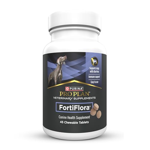 Purina Pro Plan Veterinary Supplements FortiFlora Probiotics for Dogs Chewable Tablets for Digestive Gut Health and Diarrhea - 45 ct. Canister