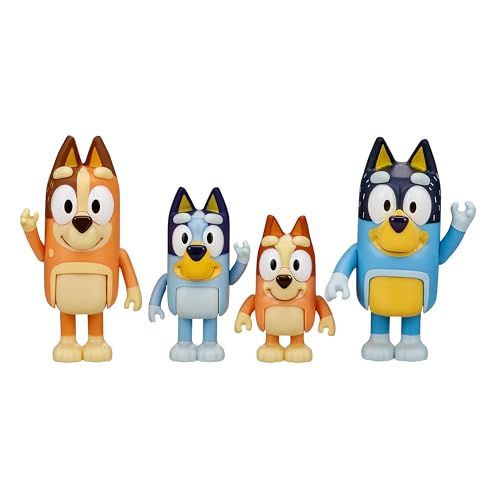 (-35%) Bluey and Family: Bingo, Bandit and Chilli 4 Figure pack Articulated Character Action Figures 2.5 inches Official Collectable Toy