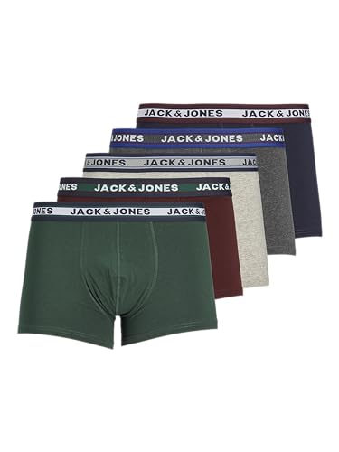 (-25%) JACK & JONES Herren Jacoliver Trunks 5 Pack Boxershorts, Dark Grey Melange, L EU