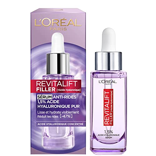 L'Oréal Paris Revitalift Filler Sérum Acide Hyaluronique & PDRN 30ml | Repulpe en 1h, -47% de rides en 6 semaines, 3 types molécules hydratantes, Inspiré de la science coréeene, Tous types peaux