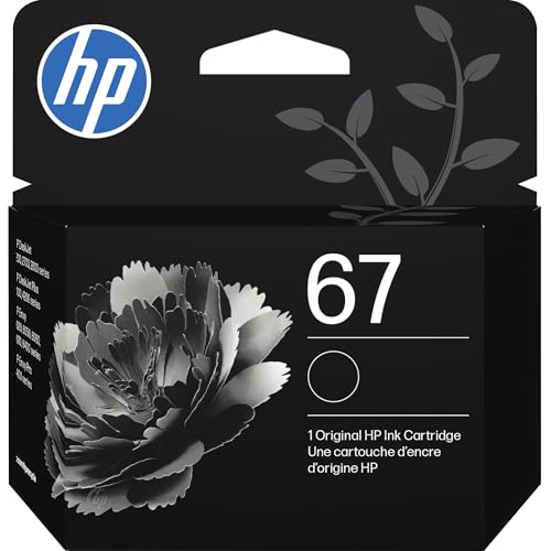 HP 67 Black Ink Cartridge for HP Printers, Works with DeskJet 1255, 2700, 4100 and ENVY 6000, 6400 Series, Eligible for Instant Ink, 3YM56AN | Packaging May Vary