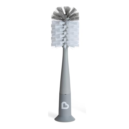 Munchkin Bottle Brush | For Cleaning Baby & Water Bottles with Built In Teat Brush | Freestanding | Dishwasher Safe | Bristle Brush | 1 Pack | Grey