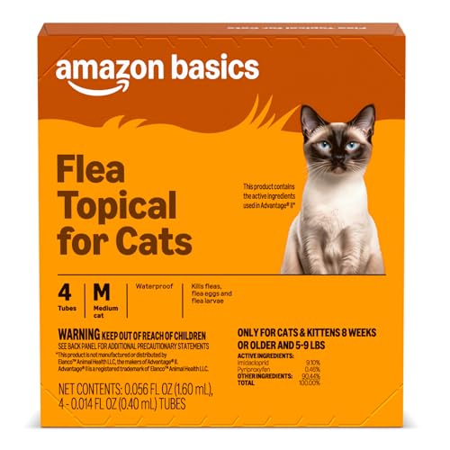 Amazon Basics Topical Flea Treatment for Medium Cats (5-9 Pounds), 4 Count (Previously Solimo)