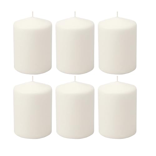 Stonebriar Unscented White Tall Pillar Candles, 35 Hour Burning Candle Pillars, Perfect for Decor, Weddings, Emergencies 3" X 4", 6 count
