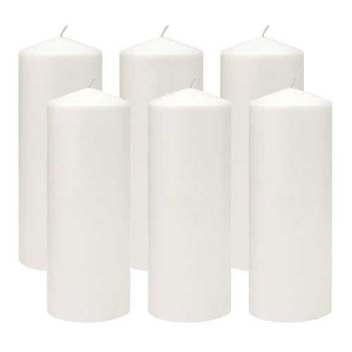 Stonebriar Unscented White Tall Pillar Candles, 80 Hour Burning Candle Pillars, Perfect for Decor, Weddings, Emergencies 3" X 8", 6 count