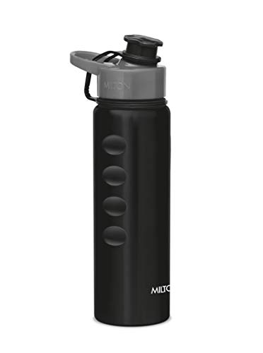 Gripper 750 Stainless Steel Water Bottle 750 ml, Single Walled, ISI Certified I Leak Proof Lid, Rust Proof I For School, Office, Gym I Black