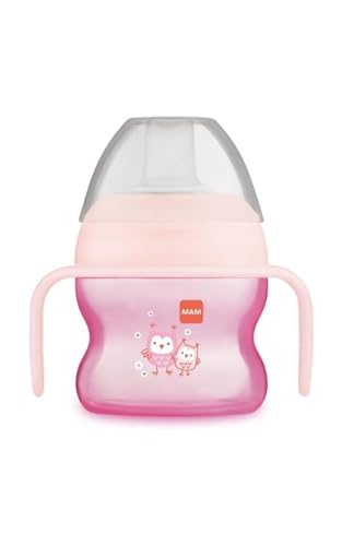 MAM Starter Cup with Non-Slip Handles and Spout, 4+ Months, 150 ml, Pink