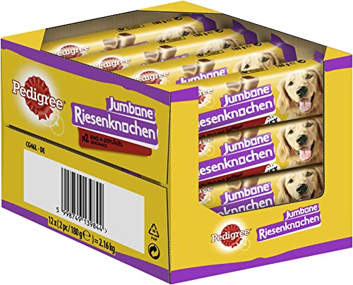 🔥 STARKER PREIS (-20%) Pedigree Jumbone Riesenknochen Mittelgroß Rind & Geflügel Geschmack Hundesnack 12 x 2 Stück