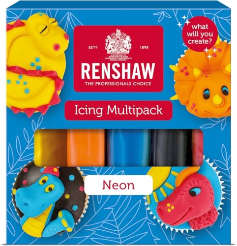 Renshaw Neon Colours Fondant Icing Multipack, 5 x 100 g (Pack of 1)