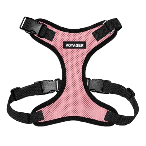 Best Pet Supplies Voyager Step-in Lock Pet Harness - All Weather Mesh, Adjustable Step in Harness for Cats and Dogs by - Pink/Black Trim, XS