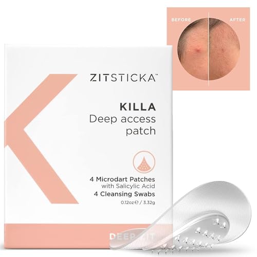 ZitSticka Killa Acne Patches for Face - World's Most Potent Pimple Patch with Fast-Acting Microdarts - Starts Working within 2 Hours for Deep, Early-Stage Zits & Blemish - 4 Count