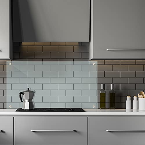 Relaxdays Kitchen Splashback Panel, Safety Glass, Cooker Splatter Guard, 60 x 100 cm, Wall-Mount, Transparent