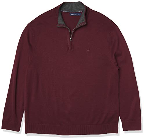 Nautica Mens Men's Quarter-Zip Sweater, Royal Burgundy, Large US