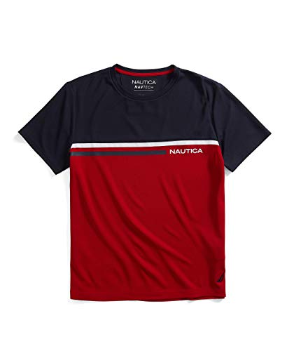 Nautica Mens Nautica Men's Navtech Colorblock Tee T Shirt, Nautica Red, Large US
