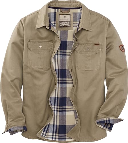 Legendary Whitetails Men's Journeyman Shirt Jacket, Flannel Lined Shacket for Men, Water-Resistant Coat Rugged Fall Clothing, Twig, Large