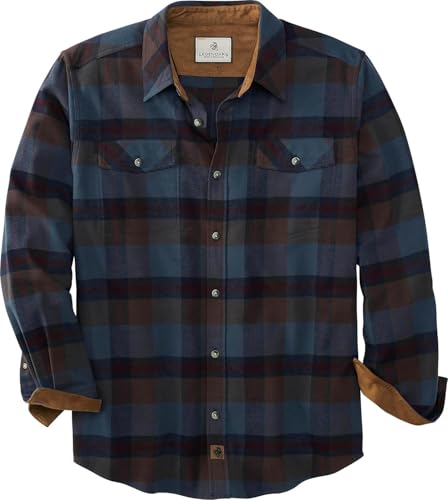 Legendary Whitetails Men's Standard Flannel Shirt Long Sleeve Button Down Relaxed Fit, Active Cobalt Carbon Plaid, Large
