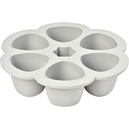 Béaba Silicone Multi-Containers, Premium-Quality for Baby, Extreme Heat Resistance, Oven and Microwave, 6 Separate Sections, Airtight Lid, Made in Italy - 6x150 ml - Grey