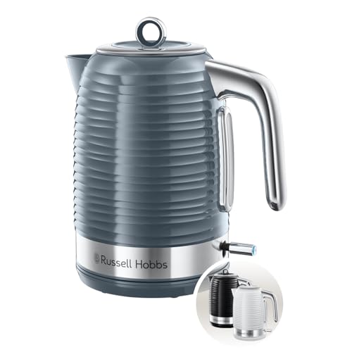 🔥 STARKER PREIS (-37%) Russell Hobbs Wasserkocher (1,7l, 2400W) Inspire Grau mit hochwertiger Hochglanz-Struktur (Schnellkochfunktion, herausnehmbarer Kalkfilter, Wasserstandsanzeige, abnehmbarer Deckel) Teekocher, Grau