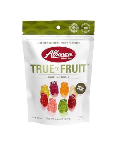 Albanese World's Best True to Fruit – Exotic Fruits Gummies, 7.75oz Bag of Candy, Individually Wrapped Soft & Chewy Candy Snacks