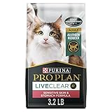Purina Pro Plan Allergen Reducing, Sensitive Skin & Stomach, High Protein Cat Food, LIVECLEAR Turkey and Oatmeal Formula - 3.2 lb. Bag
