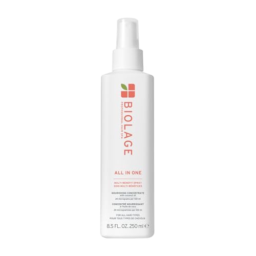 Biolage All-In-One Multi-Benefit Spray - Leave-In Treatment, Heat Protectant, Shine, Frizz Control, For All Hair Types, Coconut Oil, Vegan & Paraben-Free, 13.5 Fl Oz, Packaging may vary