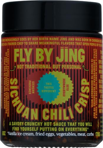 FLYBYJING Original Sichuan Chili Crisp: Premium Chili Oil w/Crunchy Garlic and Shallots - Spicy, Savory, Vegan, Sugar Free Hot Sauce - Good on Noodles, Proteins, Veggies & Everything, 6oz (Pack of 1)