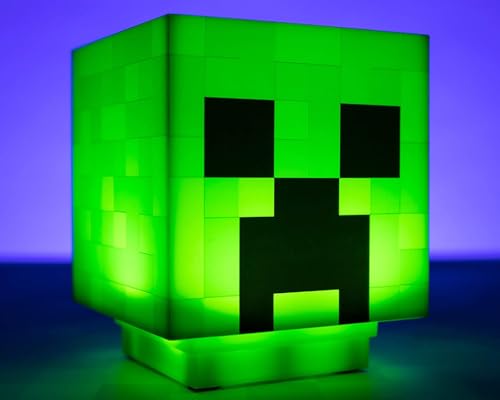 Paladone Minecraft Creeper Desk Light with Official Creeper Sounds, Handheld Night Light for Kids Room or Gamer Décor - Licensed Minecraft Gifts