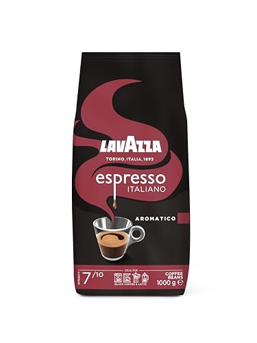 (-25%) Lavazza, Espresso Aromatico, Arabica & Robusta Kaffeebohnen, Ideal für Espressomaschinen, Schokolade & Trockenfrüchte Aromen, Aromatischer Geschmack, Intensität 7/10, Leichte Röstung, 1kg Packung