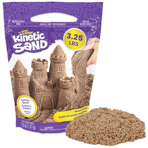 Kinetic Sand, 3.25lbs Beach Play Sand, Moldable Sensory Toys for Kids, Resealable Bag (Packaging May Vary), for Ages 3 and up