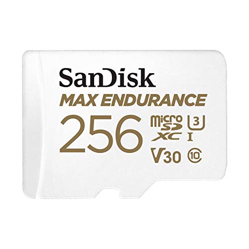 SANDISK MAX ENDURANCE microSDXC Speicherkarte mit Adapter 256 GB (Für Dashcams und Heimüberwachungssysteme,100 MB/s Übertragung, V30, Class 10, U3)