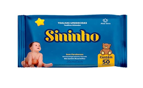 Toalha Umedecida Sininho com Aloe Vera 50 unidades 20cm X 13cm