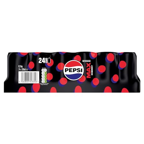 Pepsi Max Cherry No Sugar Cola Cans 24 x 330ml