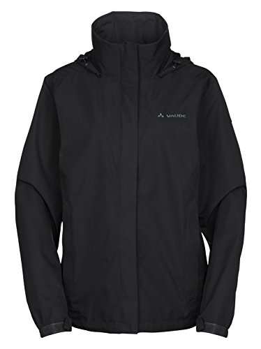 (-31%) VAUDE Escape Light Regenjacke Damen – wasserdicht, atmungsaktiv und winddicht mit 2-Lagen-Membran, verstaubare Kapuze, 420g leicht - black, 50