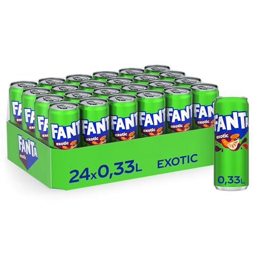 🔥 STARKER PREIS (-32%) Fanta Exotic - mit intensivem Geschmack einer Mischung tropischer Früchte - spritzig-erfrischendes Softgetränk in Einweg Dosen (24 x 330 ml)