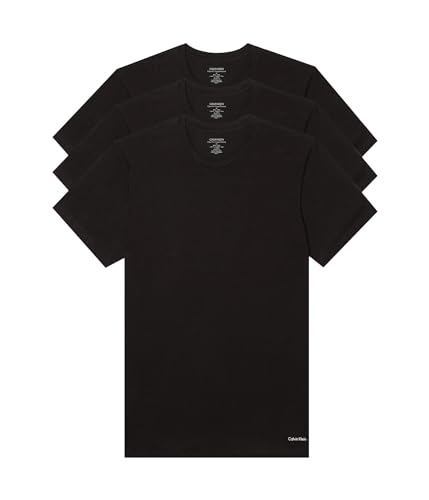 Calvin Klein mens 100% Cotton T-Shirt Packs 3 Black- TANK M